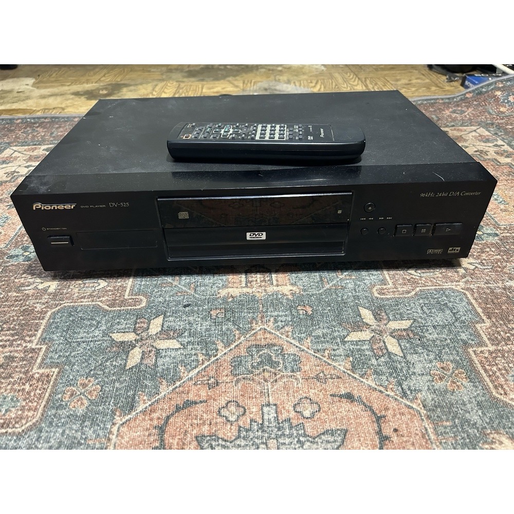 Pioneer DV-525 DVD CD Player With Remote Tested Works Read Note Tray Door Issue